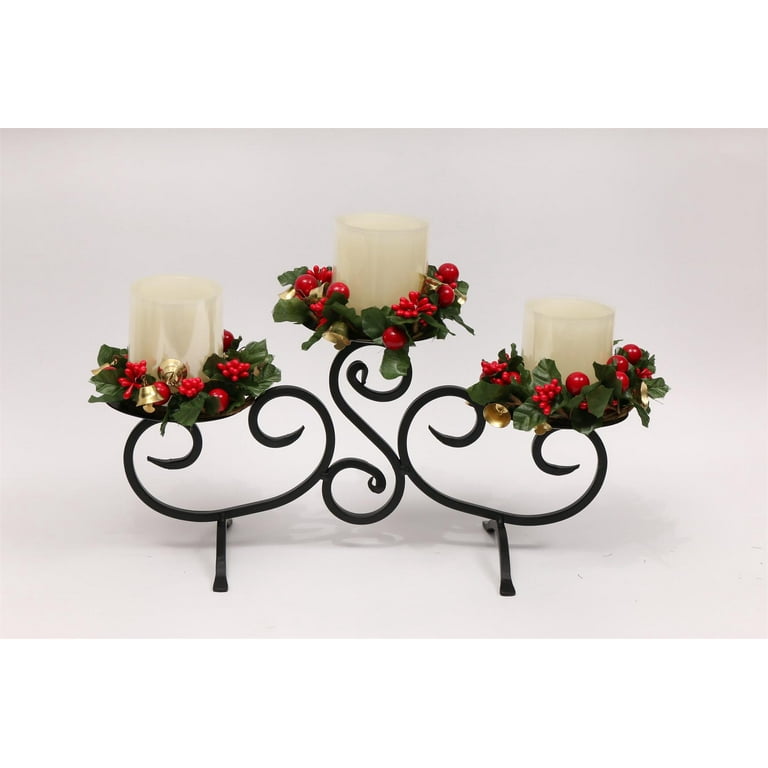 Pinecone Fireplace Pillar Candle Holder Black Forest Decor