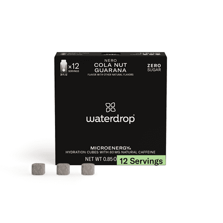 waterdrop Microenergy Blackberry Energy Hydration Cube with Natural Caffeine & Vitamin C, B6 & B12 - 12 Servings