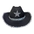 thumbnail image 1 of Sombrero de vaquero Zulema negro con estrella de lentejuelas, 1 of 8