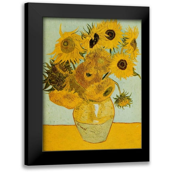 Van Gogh, Vincent 12x14 Black Modern Framed Museum Art Print Titled - Sunflowers