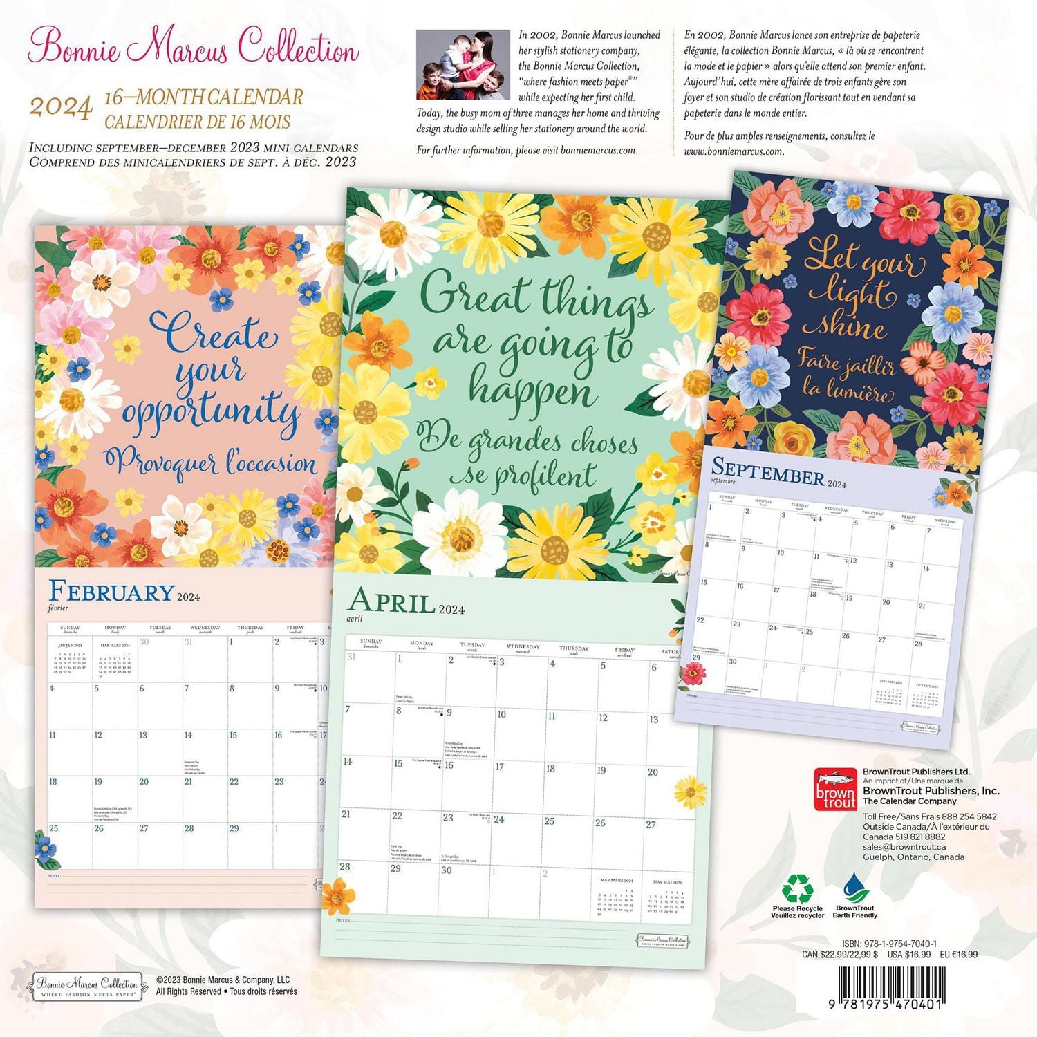 BrownTrout Bonnie Marcus 2024 12x24 Inch Square Wall Calendar, 9781975470401