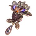 thumbnail image 1 of Flower Pin, Exquisite Shiny Perfect Matching Alloy Rhinestone Flower Brooch  For Party, 1 of 8