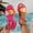 Hot Pink, variant on Women's Color-Block Leaf Strap Sandals, Open-Toe with Ankle Strap, Plus Size Artistic Comfort Footwear Black 40