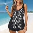 thumbnail image 2 of Tummy Control Swimsuits for Women Polka Dot Print Bathing Suit Front Knot Blouson Swimsuits Two Piece Shorts Tankini Clearance Sale Items Cheapeast On Sale, 2 of 6