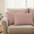 thumbnail image 2 of Lumbar Pillow Covers 12 x 20 Inches, Pink Pure Color Waterproof Throw Pillow Cover Set of 2, Aesthetics Contemporary Luxury Decorative Rectangle Cushion Covers for Patio/Tent/Couch/Garden, 2 of 8