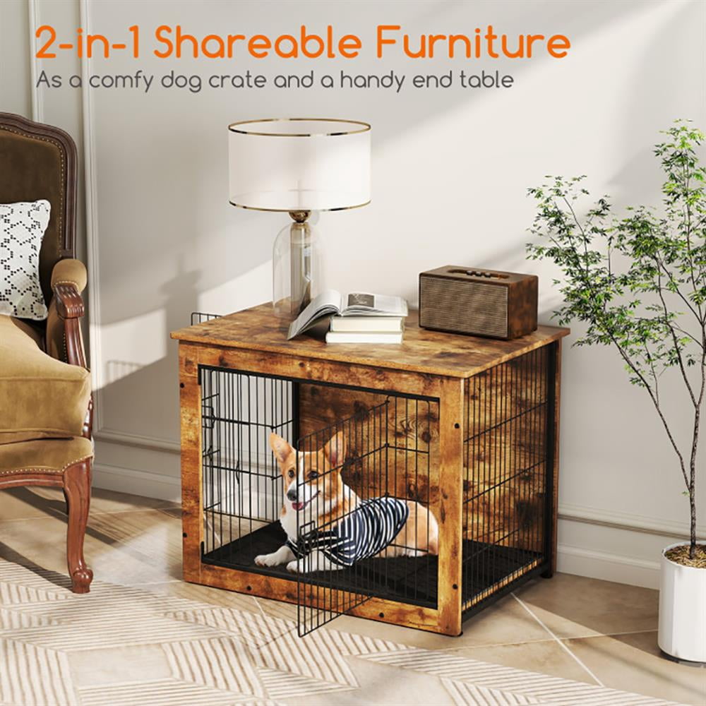 Barara King Dog House,Pet House,Dog Crate Furniture with Cushion and Double Doors for Small/Medium Dogs-33 Inches