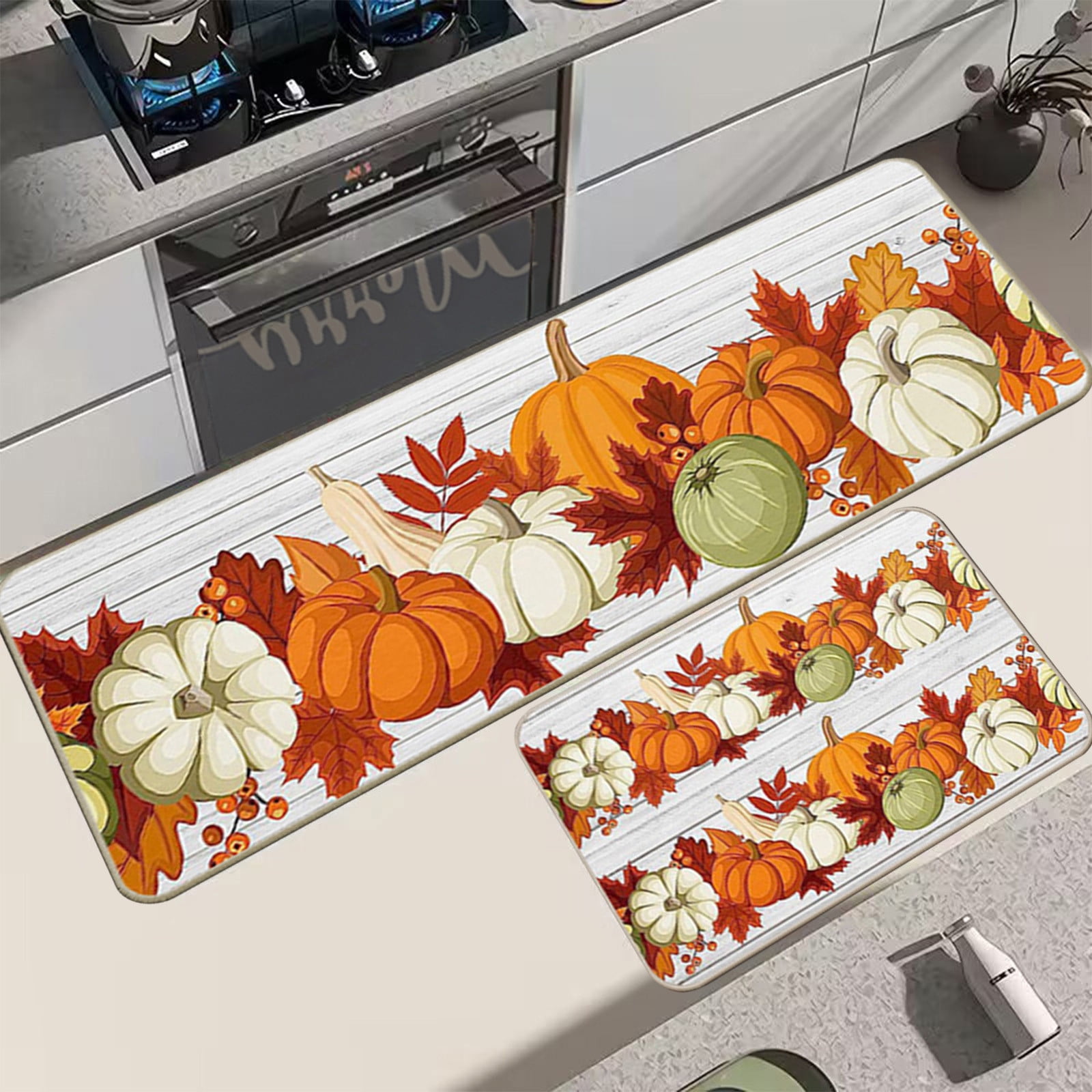 Artoid Mode Holly Ornament Christmas Kitchen Mat Set Of 2 - Non-Slip, Low-Profile, 17x29" & 17x47", Holiday Home Decor