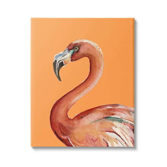 Stupell Industries Tropical Flamingo Bird Portrait Watercolor Detail Graphic Art Gallery Wrapped Canvas Print Wall Art, Design by Patricia Pinto