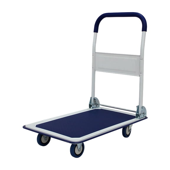 330 lbs Capacity Heavy Duty Folding Platform Truck, Flatbed Hand Cart Dolly with 4" Wheels, Non-Slip Surface, Easy to Push and Store, Blue