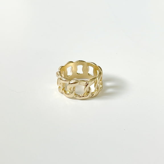 sanctuaire Statement Link Chain Ring Gold