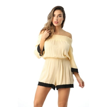 21800-ECR-S Riviera Sun Off Shoulder Romper Rompers for Women