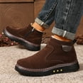 thumbnail image 6 of Men's Winter Ankle Boots with Plush & Non-Slip  Sole - Slip-On/Side Zip Closure, Heavy-Duty Round Toe, Brown Booties for Cold Weather, Snow, Ice - Casual & Footwear (Warm Ankle), 6 of 7