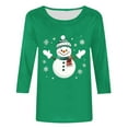 thumbnail image 4 of LEKWK 3/4 Sleeve Christmas Tops for Women Merry Xmas Crew Neck Tshirts Christmas Crop Tops for Women Fashion Christmas Tops for Women Dressy, 4 of 5
