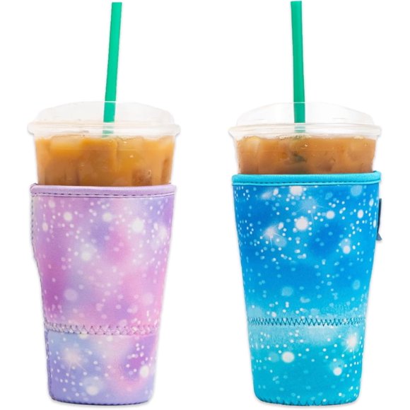 SHILIU-Baxendale Iced Coffee Sleeve for Large Sized Cups - 2 Pack - Neoprene Iced Coffee Sleeve - Cup Sleeves for Cold Drinks Reusable and Compatible with Starbucks, Dunkin