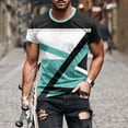 thumbnail image 2 of Penkiiy Mens T Shirt Casual Shorts Sleeves Round Neck Pullover Trendy 3D Printed Sports Fitness Blouse Plus Size Tops XL Mint Green, 2 of 5