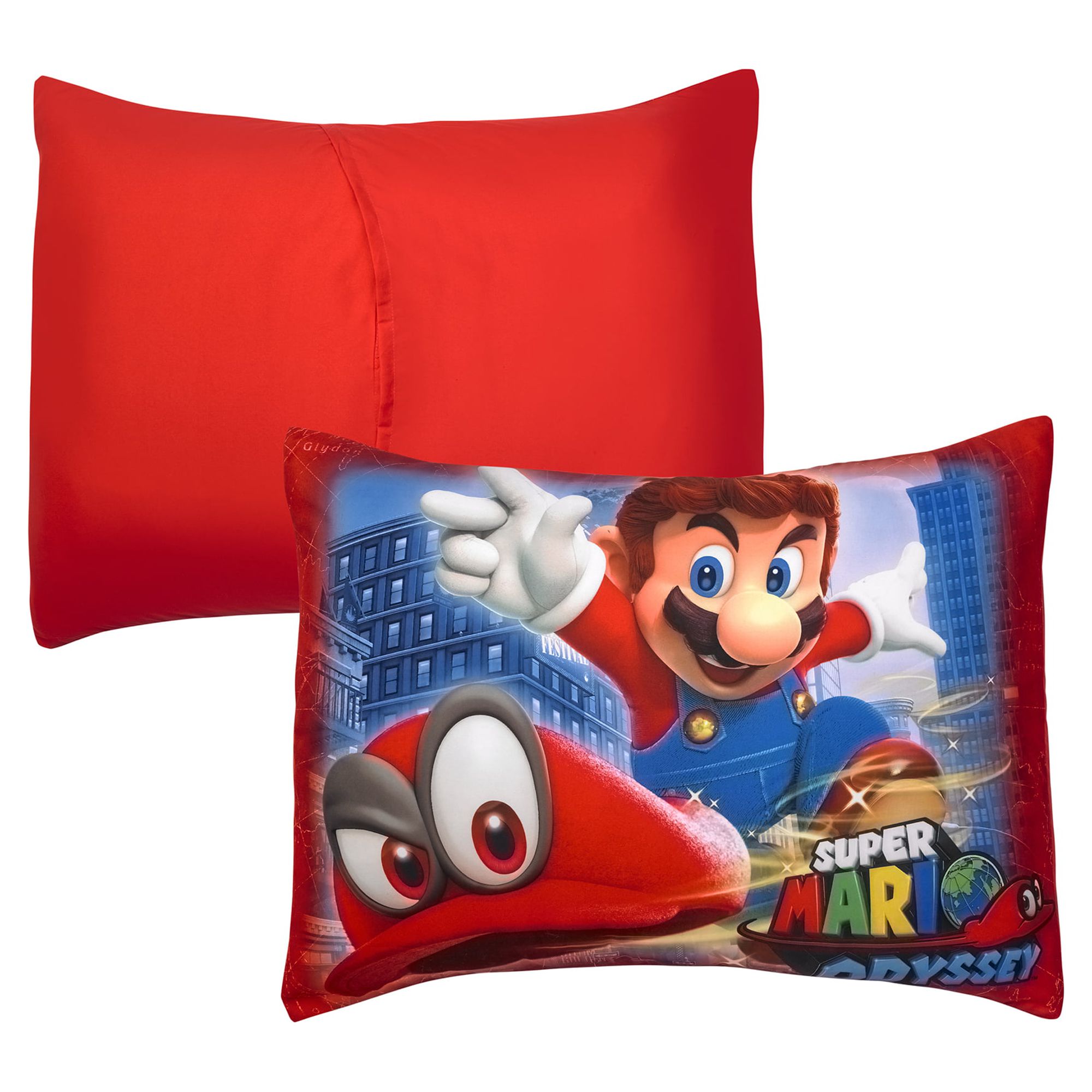 Super Mario Kids Comforter and Sham, 2-Piece Set, Twin, Gaming Bedding, Reversible, Gray