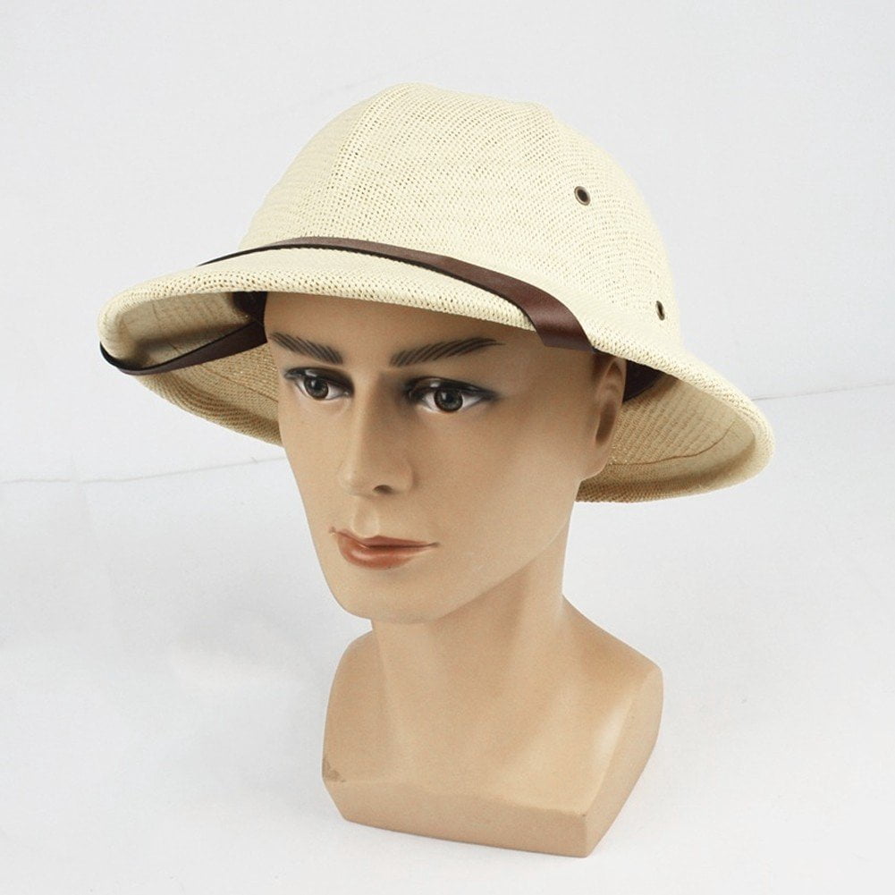 Jiibva Straw Helmet Pith Sun Hat For Men Women Pith Hat Summer Hat Vietnam Hat Jungle Cap