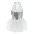 thumbnail image 2 of Aislor Kids Girls Shiny Sequins Ballet Jazz Latin Dance  Mesh Splice Leotard Dancewear White 7, 2 of 7