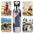 thumbnail image 7 of Yayeee 20oz Insulated Water Bottle Double Wall Stainless Steel with Flip Straw Lid, Pink Stripes, 7 of 7