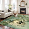 thumbnail image 2 of Area Rug for Living Room, Spring Leaves Non-Slip Indoor Large Carpet for Bedroom/Dining Room, Oil Light White Flowers Country Vintage Green Washable Low-Profile Rectangle Floor Runner Rugs - 5 x 7 Ft, 2 of 8