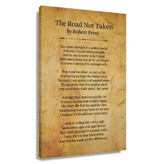The Road Not Taken Poem Wall Decor Robert Frost Quotes Wall Art Poetry Posters And Prints Giclee Painting Pictures Canvas Decorations for Bedroom Framed 24×36 in