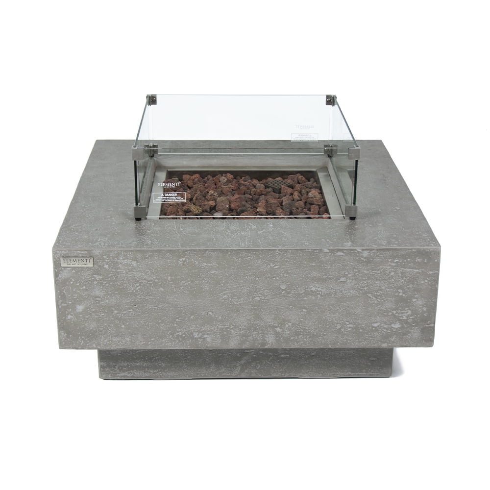 Elementi Manhattan Gas Fire Pit for Outside Outdoor Fire Pit Table Smokeless Fire Pit Concrete Square Fire Table Patio Heater Fireplace 45000 BTUs - Grey, 36 x 36 Inches