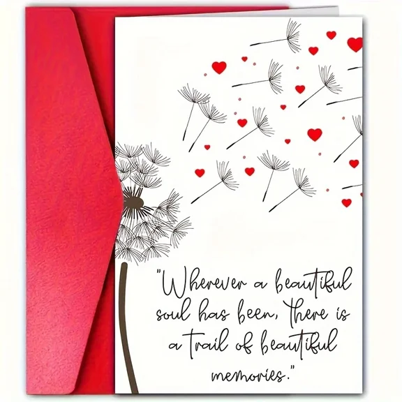 Beautiful Memories Greeting Card – "Wherever a Beautiful Soul Has Been" Quote – Red Envelope Included – Perfect for Sympathy, Encouragement, or Remembering Loved Ones