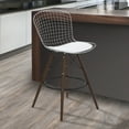 thumbnail image 6 of Armen Living Taylor Wire Barstool in Walnut w/Chrome & Gray Faux Leather Seat, 6 of 7