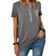 thumbnail image 2 of Camiseta con cuello redondo para mujer, camiseta de manga corta con bloques de color y cuello redondo, color gris oscuro XXL, 2 of 6