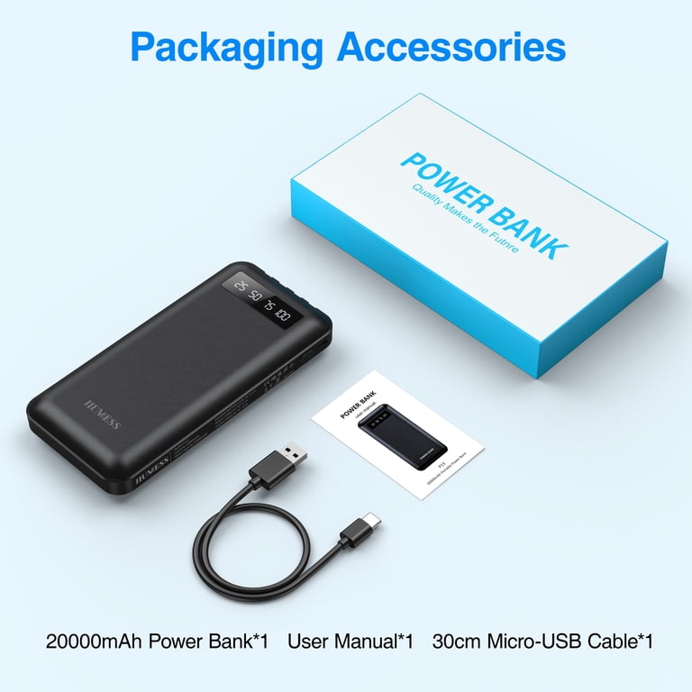 JIUMESS Power Bank 20000mAh Portable Charger with Built-in Cables