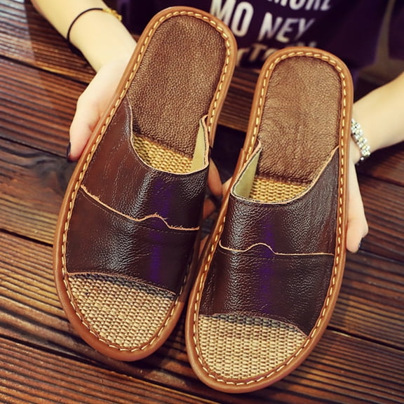 ZTTD Summer Men's Indoor Home Household Sandals Non-Slip Slippers Fashion Slippers Brown