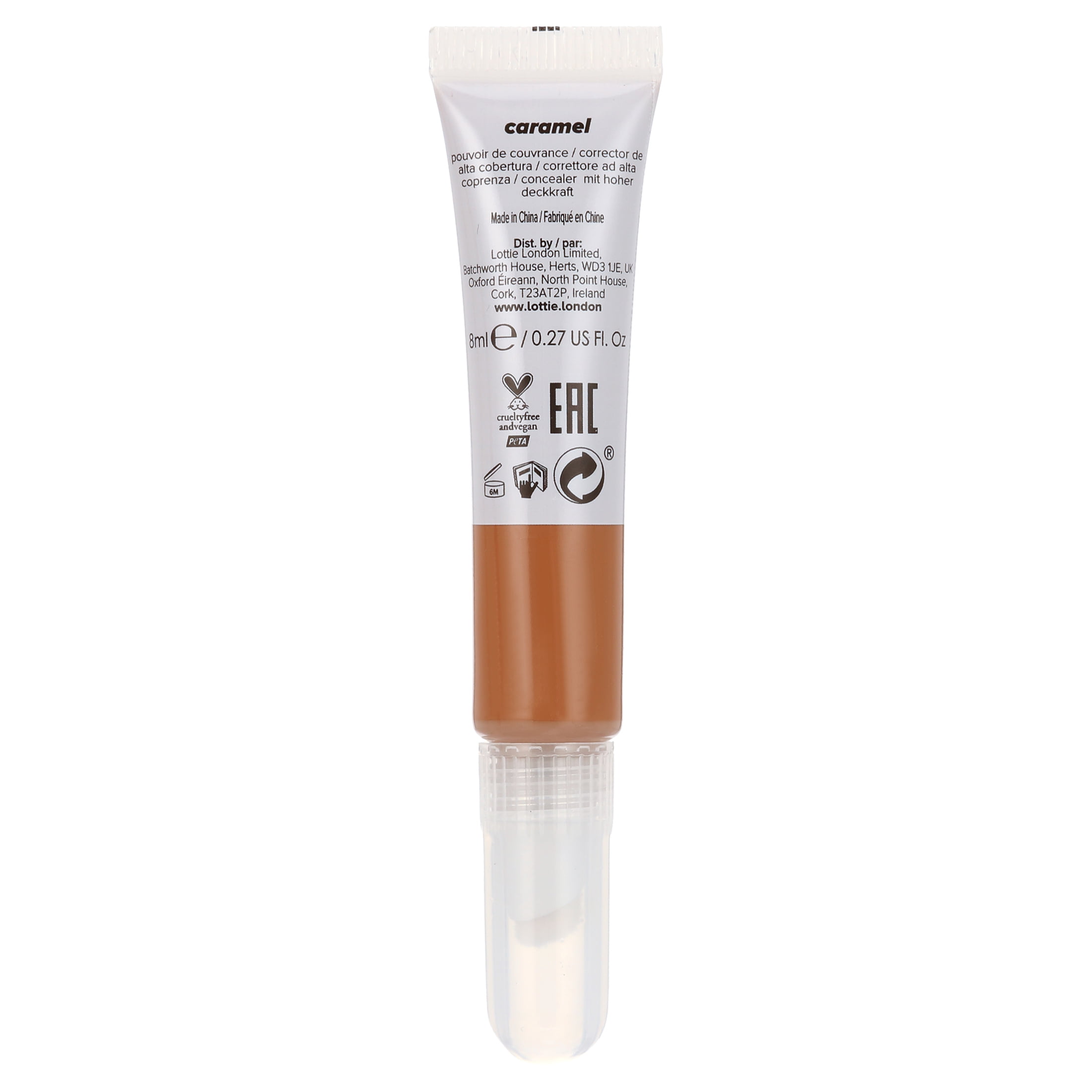 Lottie London Got It Covered, Sponge Applicator Liquid Concealer, Caramel, 0.27 fl oz