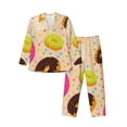 thumbnail image 1 of Balery Donuts Pijama para Hombre de Dos Piezas con Manga Larga, Conjunto de Dormir y Descanso Suave con Bolsillos-Medium, 1 of 7