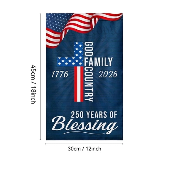250 Anniversary USA Flag Garden Flags, Patriotic Christian Cross Flag for Independence Day 4th of July Outdoor Decoration, 18x12in