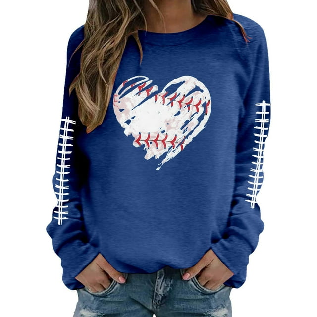 HUITKMM Chandails d'Automne pour Femmes Chandail à Manches Longues Col Rond Imprimé Football Chandail Décontracté pour Usage Quotidien et Activités Sportives Chemise Athlétique Douce et Confortable