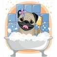 thumbnail image 3 of Pug Duvet Cover Set, Caricature of a Dog Having Bath Bubbles Colorful Flower Funny Animal, Decorative 3 Piece Bedding Set with 2 Pillow Shams, Queen Size, Pale Brown Pale Blue, by Ambesonne, 3 of 3