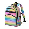 thumbnail image 2 of Colorful Watercolor Stripe Pattern Backpack for School,Cute School Bag,Schoolbag with Adjustable Shoulder Straps & Padded Back,15.25"x11.5"x5.25", 2 of 5