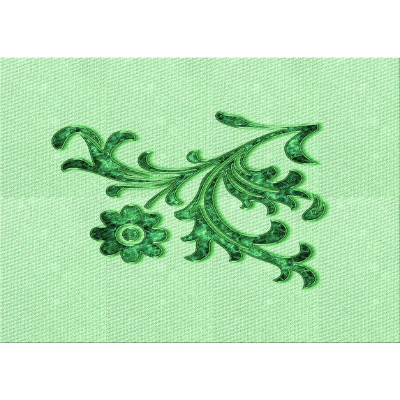 Ahgly Company Indoor Rectangle Patterned Mint Green Area Rugs, 2' x 3'