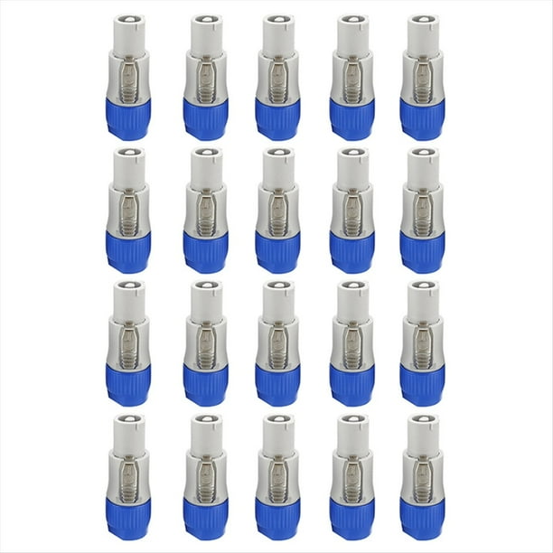20 Piezas Conector Powercon de CA de 3 Pines Enchufe Macho NAC3FCA NAC3FCB Cable de CA 20A 250V Adaptador de Enchufe de Alimentación para Luz de Escenario (B)