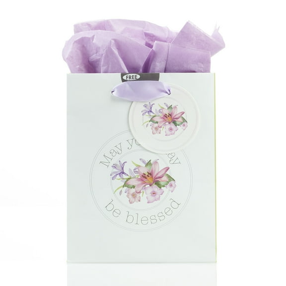 Purple Gift Bag, Card, & Tissue Paper: Blessings from Above Jeremiah 17:7, Small