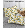 thumbnail image 3 of Yellow Lemon Pillow Covers Standard Size 2 Pack, Tropical Green Leaf Pink Floral Fruit Soft Bed Throw Pillowcases Breathable Cooling Long Lumbar Body Pillow Sham Cover for Bed Sofa 20''x26'', 3 of 7