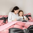 thumbnail image 4 of Manfei Black Crystal Bow Knot Full Size Comforter Sets 3 Pieces for Kids Teens,Girls Women Vintage Plaid Bedding Sets,Pink Reversible,Breathable Home Decor, 4 of 6