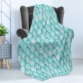 thumbnail image 4 of Retro Soft Flannel Fleece Throw Blanket, Abstract Flat Design Sea Waves Repeating Pattern on White Background, Cozy Plush for Indoor and Outdoor Use, 50" x 60", Teal Turquoise and White, by Ambesonne, 4 of 5