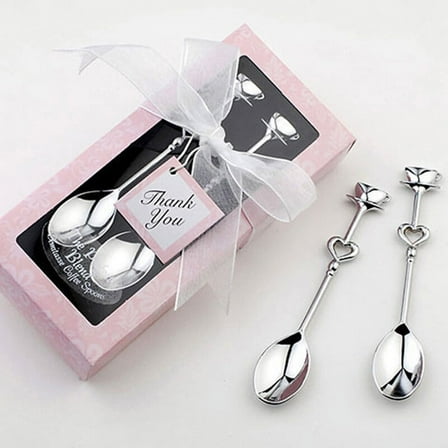 2Pcs Love Heart Couple Coffee Spoons Dessert Cake Ice Cream Soup Spoons