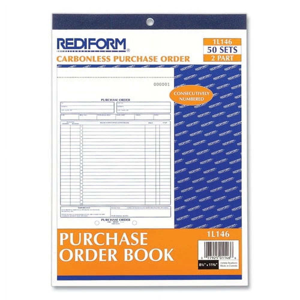 Purchase Order Book, Two-Part Carbonless, 8.5 X 11, 1/page, 50 Forms | Bundle of 5 Each