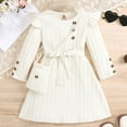 thumbnail image 2 of PMVFHDE Liquidation Combinaisons pour Filles Robe Décontractée pour Filles Blanche à Manches Longues avec Dentelle Petit Parfum Taille Rayures avec Sacoche Jupe d'Automne pour Enfants Blanche, 7-8 Ans, 2 of 8