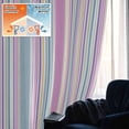 thumbnail image 5 of Colorful Striped Blackout Curtains for Bedroom/Living Room, Pinch Pleated Black Out Curtains, Pink Blue Yellow Abstract Vertical Lines Room Darkening Window Drapes with Hooks 2 Panels, 59"x70", 5 of 8