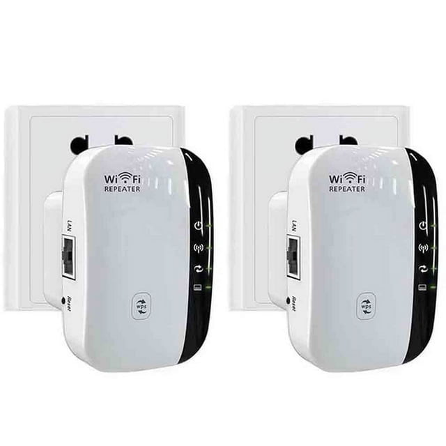 Paquete de 2 extensores de señal WiFi de hasta 2640 pies cuadrados. Repetidor de internet inalámbrico de última generación, amplificador de largo alcance con puerto Ethernet, punto de acceso,