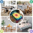 thumbnail image 4 of Rainbow Tie Dye Mandala Pattern Rectangle Tablecloth 60"x84",Waterproof Polyester Rectangle Table Cloth, Wipeable Spillproof Polyester Tablecloth for Dining, Camping, Indoor and Outdoor, 4 of 5