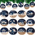 thumbnail image 1 of 60 piezas de adornos de madera para árbol de Navidad con forma de belén de Soaoo, 1 of 7